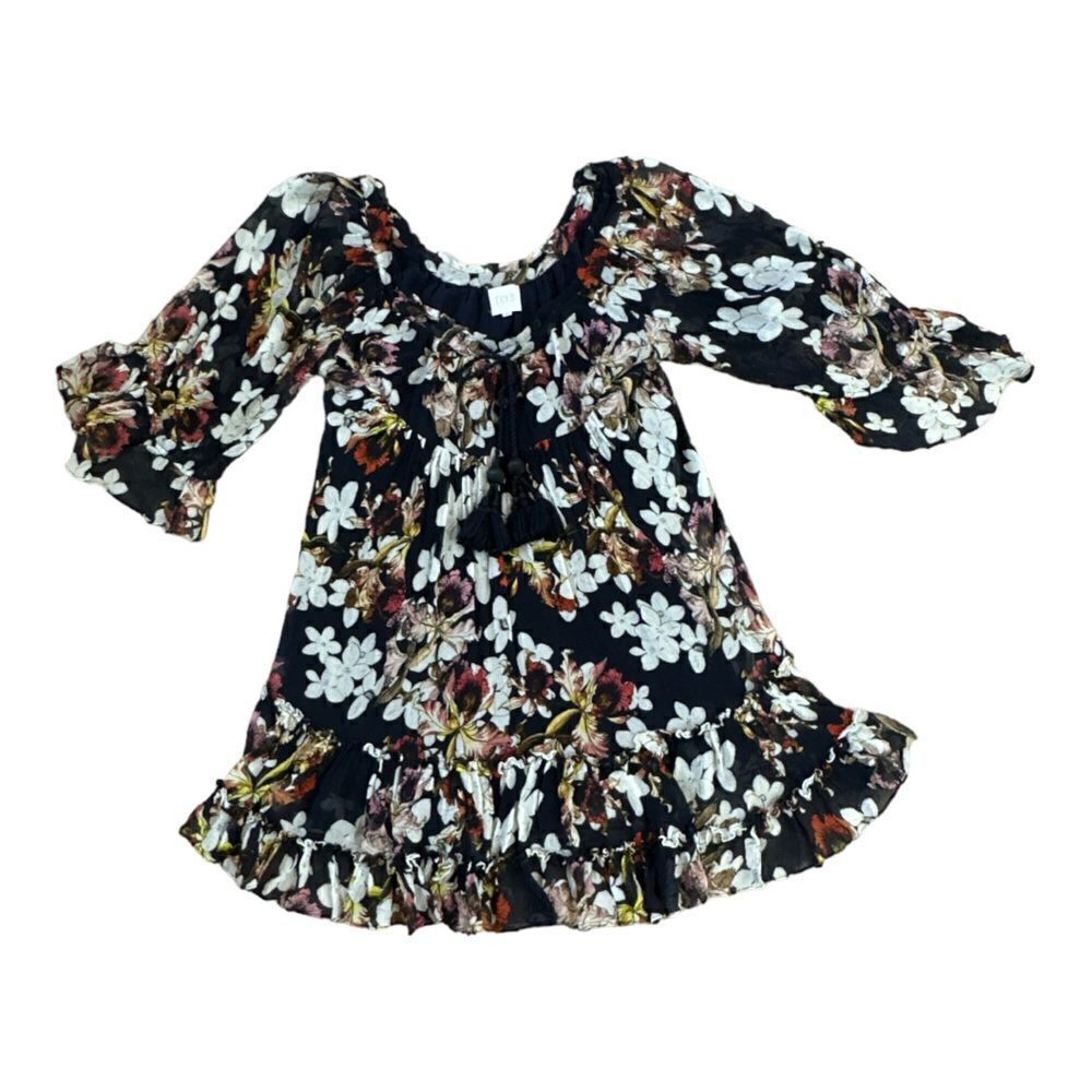 ANTHROPOLOGIE TryB Women's Atlantic Floral Silk Michelle Dress Black Size XS